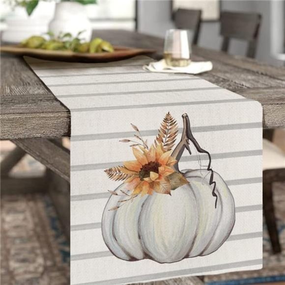 Fall Decoration Pumpkin Table Runner Seasonal Thanksgiving Autumn 13x72inches - Picture 1 of 5